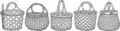 Woven Baskets Lineup Isolated on White