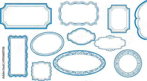 Blue Label Templates Isolated on White Background