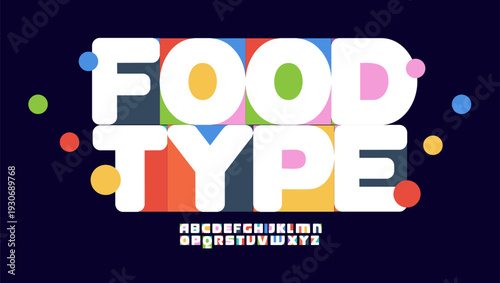 Bold Round Font Logo Alphabet Food Type Color Letter Set Modern Typography, Creative Typographic Design for Title Text, Typo Poster Headline, Type Symbol Logotype, Bubble Fonts. Vector Typeface