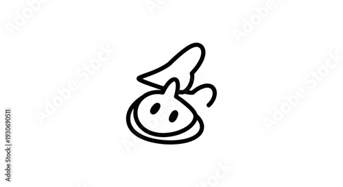 Simple black and white line drawing of a cartoon ghost.