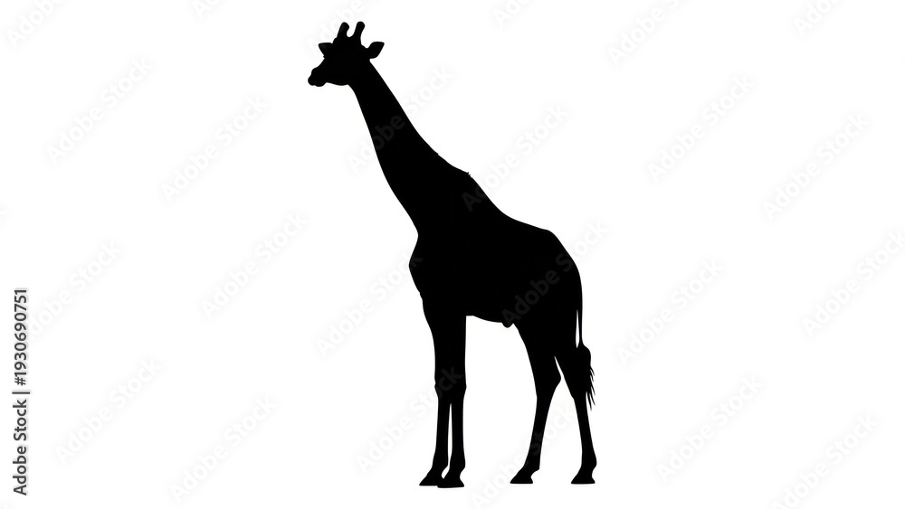 Fototapeta premium Silhouette of a giraffe standing alone.