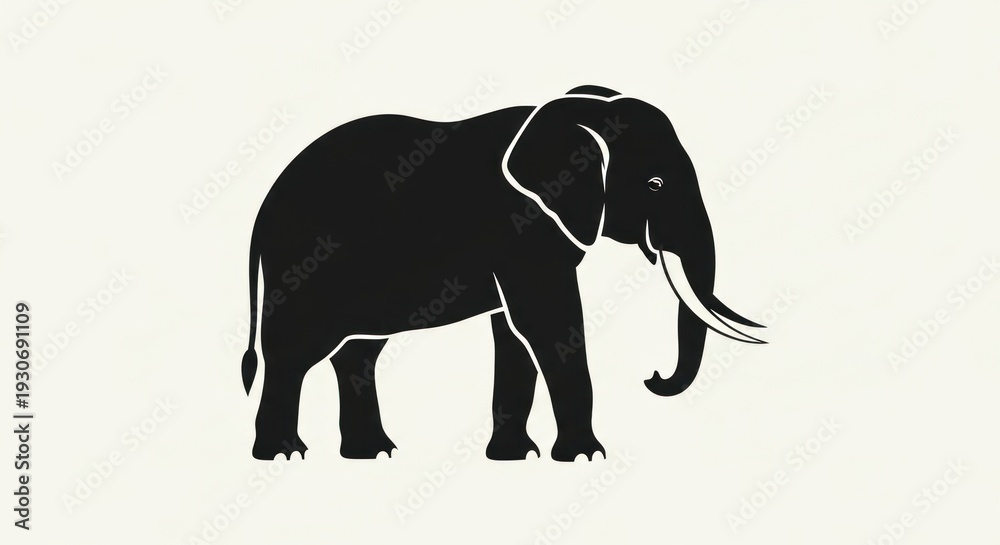 Fototapeta premium Simple Black Elephant Silhouette Illustration.