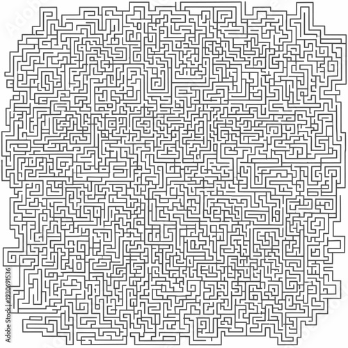 Complex black and white maze pattern on a white background.