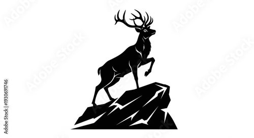 Deer Stag Antlers Silhouette Illustration.