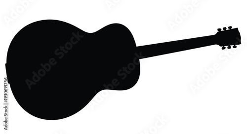 Silhouette of acoustic guitar on white background musical instrument for music concept or hobby