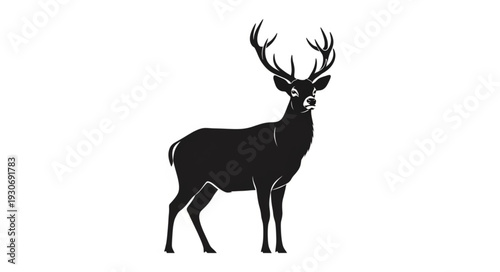 Deer Stag Antlers Silhouette Profile.