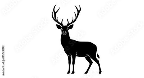 Deer Silhouette with Large Antlers.