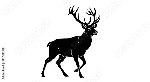 Deer Silhouette with Large Antlers.