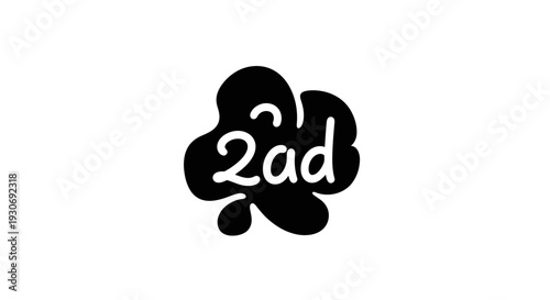 Black four-leaf clover with the text 2ad in the center.
