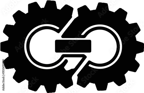 Two interlocking gears symbolizing connection and mechanical synergy