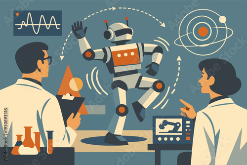 Researchers developing advanced robotics and ai in a modern science laboratory