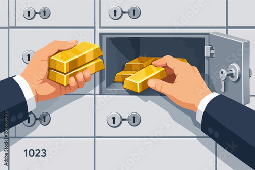 Storing gold bullion in a bank safety deposit box for wealth and security