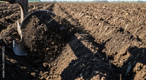 Wallpaper Mural Rich Dark Soil Rows in Agricultural Field Torontodigital.ca