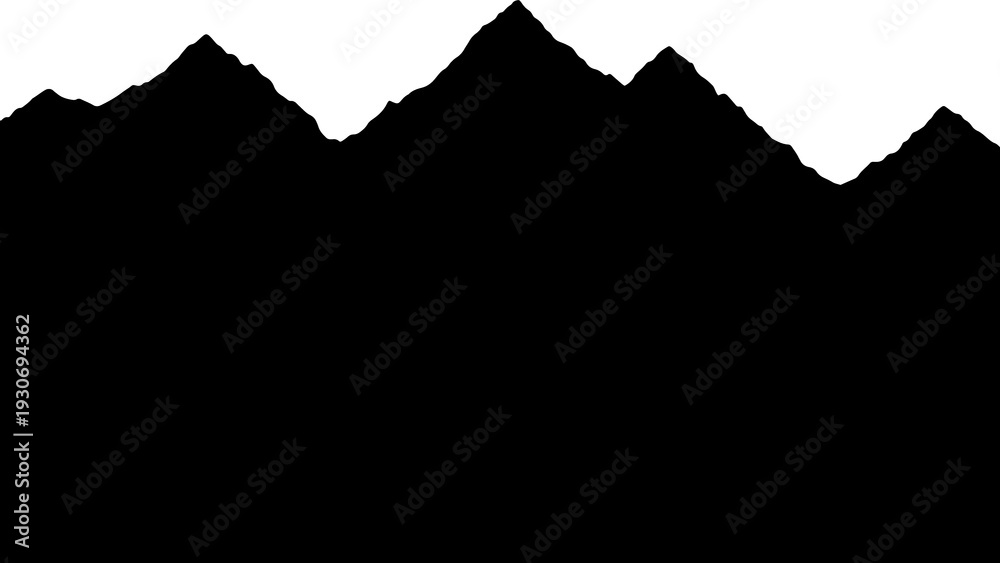 Obraz premium Black silhouette of jagged mountain peaks against white background