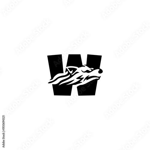 Tribal Wolf Head Alphabet W L...