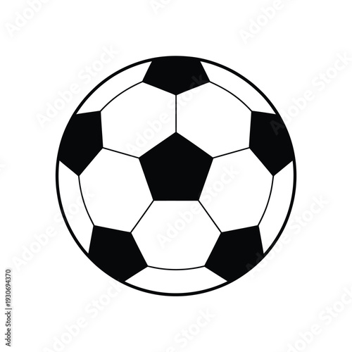 A classic black and white soccer ball illustration on a white background