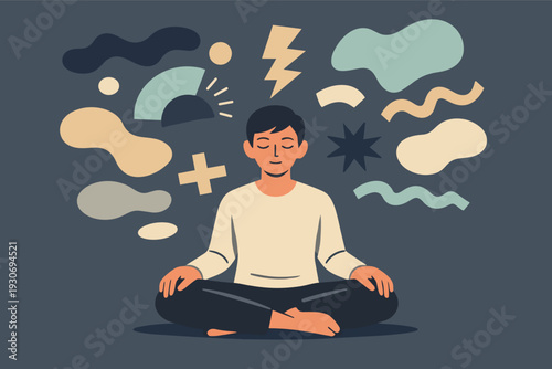 Person meditating finding inner peace and mindful balance amidst mental chaos