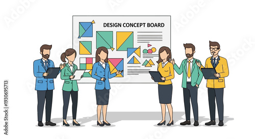 Business team presenting design concept in modern meeting room
