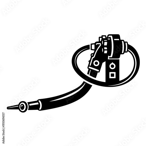 Endoscope Black and White Vector Icon Medical Imaging Instrument Line Art Illustration for Gastroenterology Minimally Invasive Surgery and Clinical Diagnostics 