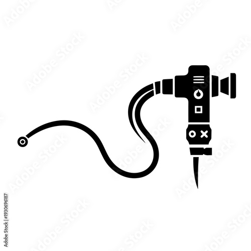 Endoscope Black and White Vector Icon Medical Imaging Instrument Line Art Illustration for Gastroenterology Minimally Invasive Surgery and Clinical Diagnostics Use