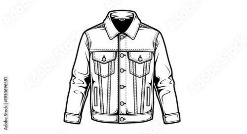 Denim Jacket Illustration Simple Design.