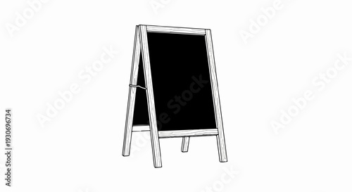 Wooden A-frame blackboard on a white background, empty for messages
