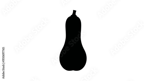 A stark, black silhouette of a gourd against a plain white background, conveying simple elegance