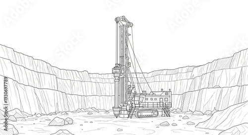 Drilling Rig in Quarry Operation.
