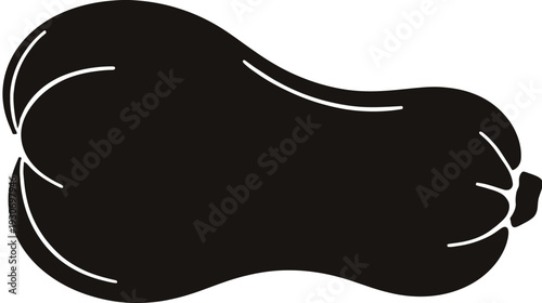Silhouetted illustration of a squash or gourd with highlights against a solid white background