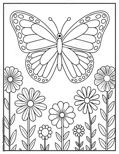 Large butterfly above a field of daisies insect wings