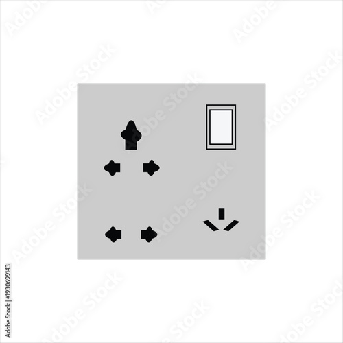 Universal power socket with switch, Pakistan standard, representing electrical connection and energy supply in a residential or commercial setting.