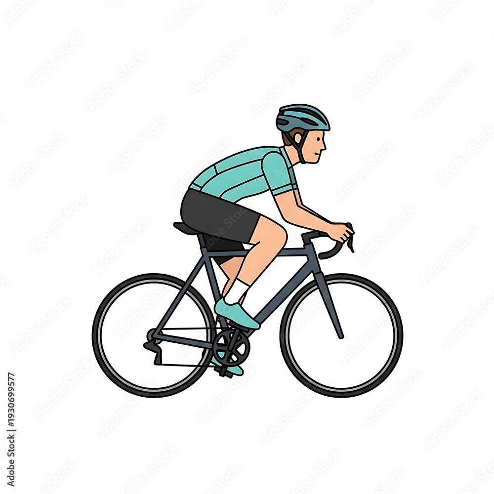 Fototapeta premium Cyclist Riding Bicycle Illustration.