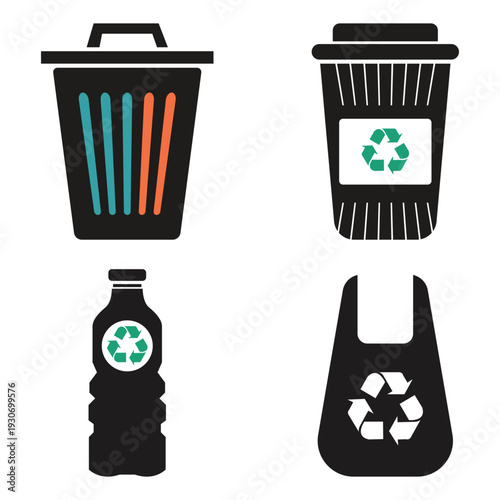 Wallpaper Mural Recycling and Waste Management Icon Set - Eco-Friendly Icons Torontodigital.ca