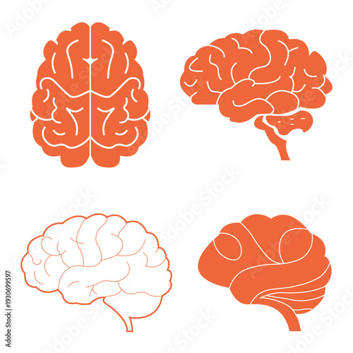 Wallpaper Mural Human Brain Vector Illustration Set - Mental Health and Intelligence Torontodigital.ca