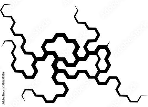 Vector cracks with black lines on a white background Current technological news with hundreds. Design element. Vector background for covers, advertising, games, video