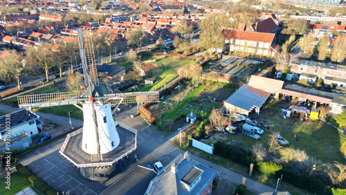 Cityscape Serenity: A peaceful aerial perspective of Nijmegen's morning glow over its buildings