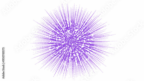 Abstract purple radial burst with dots on white background