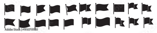  flag icon set of black flag icons illustration 
