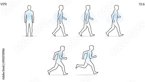 Human body movement illustration walking and running sequence