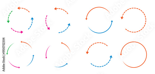 Set of colour circle arrows. Vector Icons