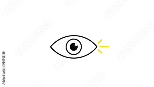Stylized eye with yellow radiating lines symbolizing vision or insight.