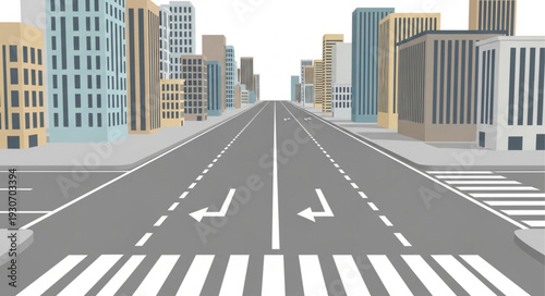 Empty City Road with Crosswalk.