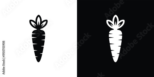 Black and white carrot on split background vegetable symbol 2