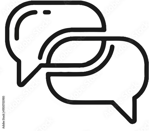 Two overlapping speech bubbles create a simple graphic representation of communication