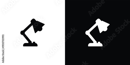 Black and white desk lamp silhouettes on split background