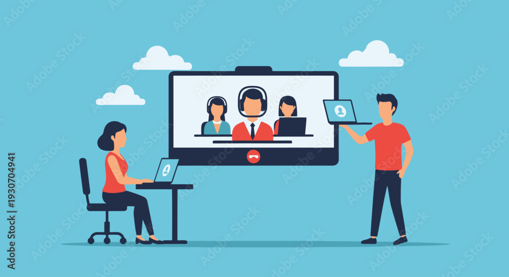 Fototapeta premium Virtual Meeting with Remote Team Members