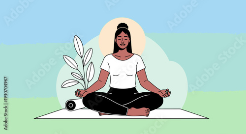 Woman Practicing Meditation in Serene Environment