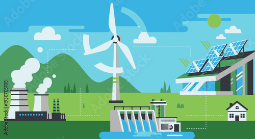 Sustainable Energy Sources Illustration