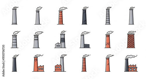 Factories with chimneys and pollution.