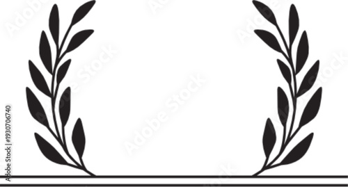 Laurel Wreath Frame Vector Illustration Black and White